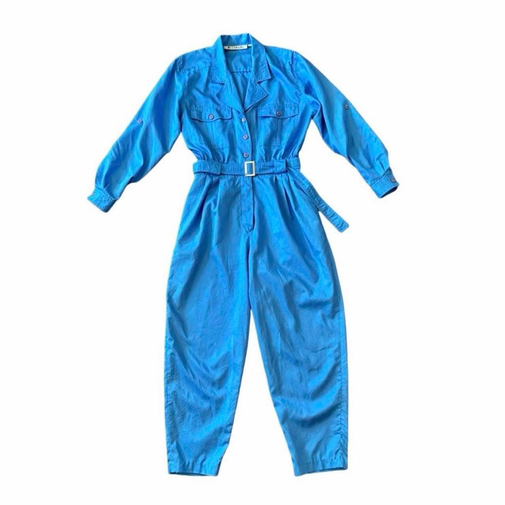 Ms. Chaus Vintage 80s Blue Utility Jumpsuit – Size 8